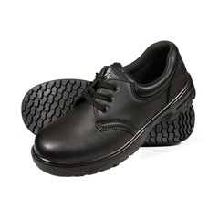 Comfort Grip Black Leather Lace-Up Safety Shoes