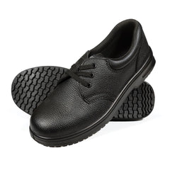 Comfort Grip Black Leather Slip-On Safety Shoes