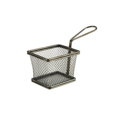 GenWare Stainless Steel Black Rectangular Serving Fry Basket 10x8cm