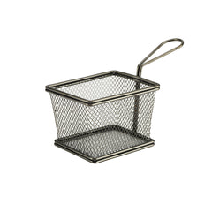 GenWare Stainless Steel Black Rectangular Serving Fry Basket 12.5x10cm