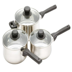 KitchenCraft Stainless Steel 3 Piece Saucepan Set