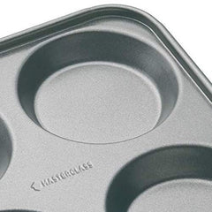 MasterClass Carbon Steel Non-Stick 4 Hole Pudding Tin