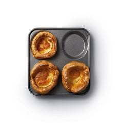 MasterClass Carbon Steel Non-Stick 4 Hole Pudding Tin