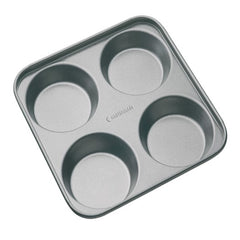 MasterClass Carbon Steel Non-Stick 4 Hole Pudding Tin