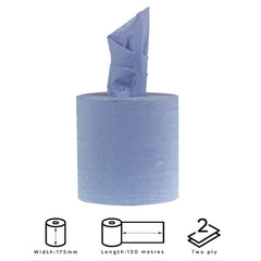 Jantex Blue 2 Ply Centrefeed Roll 23cmx120m (Pack of 6)