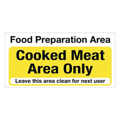 Mileta Food Preparation Area Cooked Meat Only Notice