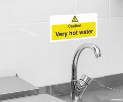 Mileta Caution Very Hot Water Safety Notice Sign