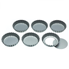 KitchenCraft Set Of 6 Loose Base Tart Tins 10cm