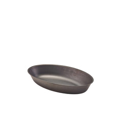 GenWare Black Vintage Steel Oval Dish 17.5x11cm (Pack of 6)