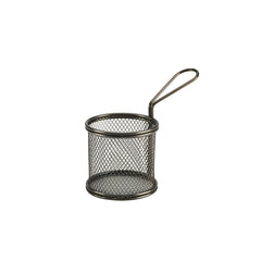 GenWare Stainless Steel Black Round Serving Fry Basket 9cm