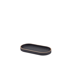 GenWare Oval Black Wood Veneer Tray 23x11cm
