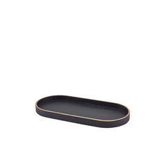 GenWare Oval Black Wood Veneer Tray 35x16.5cm